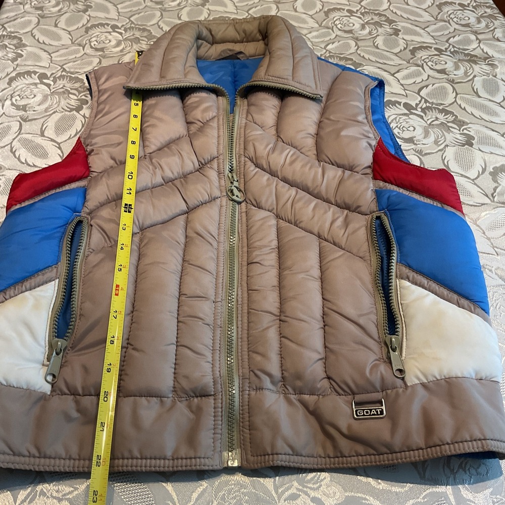 Mountain Goat by White Stag Puffer Vest Womens S Tan Blue Colorblock Vintage - Picture 5 of 5